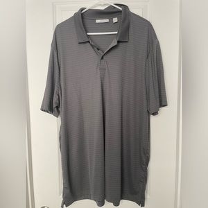 Perry Ellis Gray Stripe Poly Golf POLO SHIRT 2XL